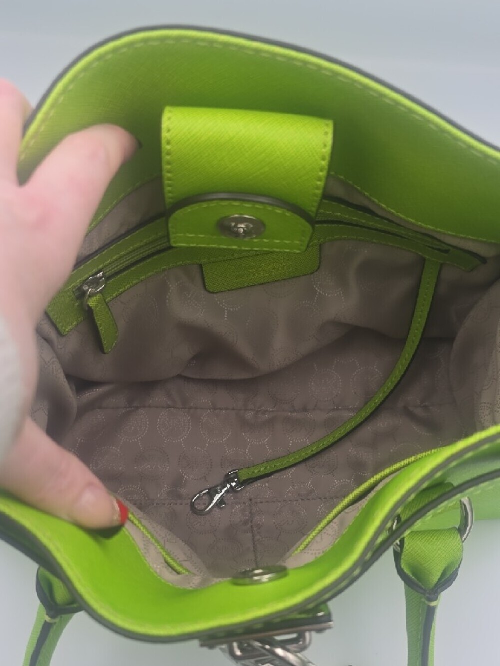 Michael Kors Lime Green Saffiano Leather Satchel - Picture 9 of 11